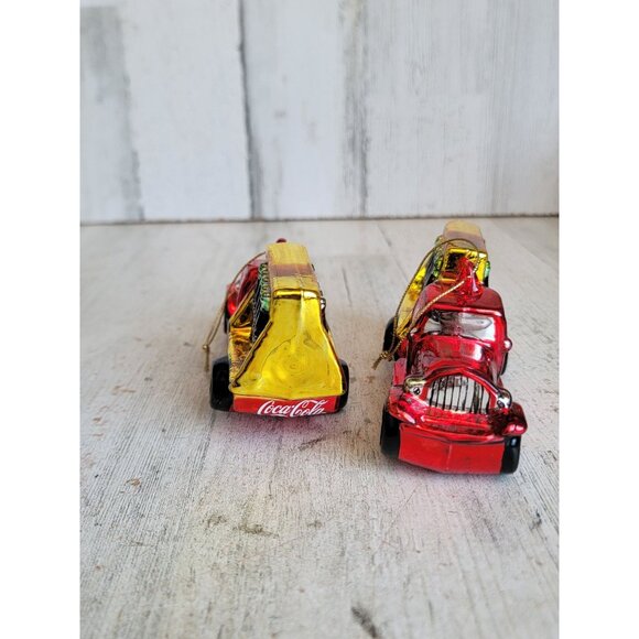 Vintage Coca-Cola red truck bottle delivery car glass ornament Xmas set - Picture 4 of 8